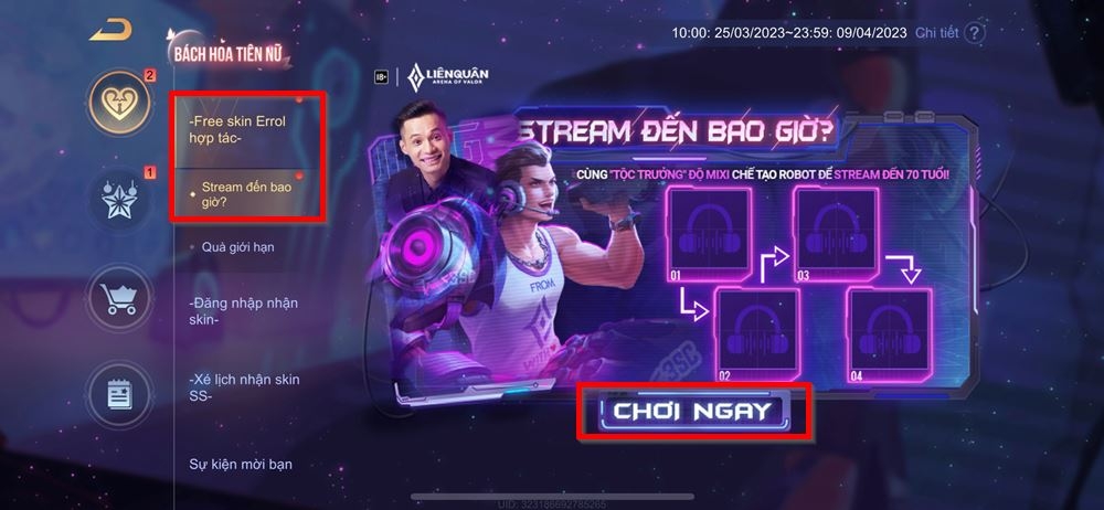 Cách nhận skin Độ Mixi Errol Stream đến bao giờ trong Liên Quân Mobile 2