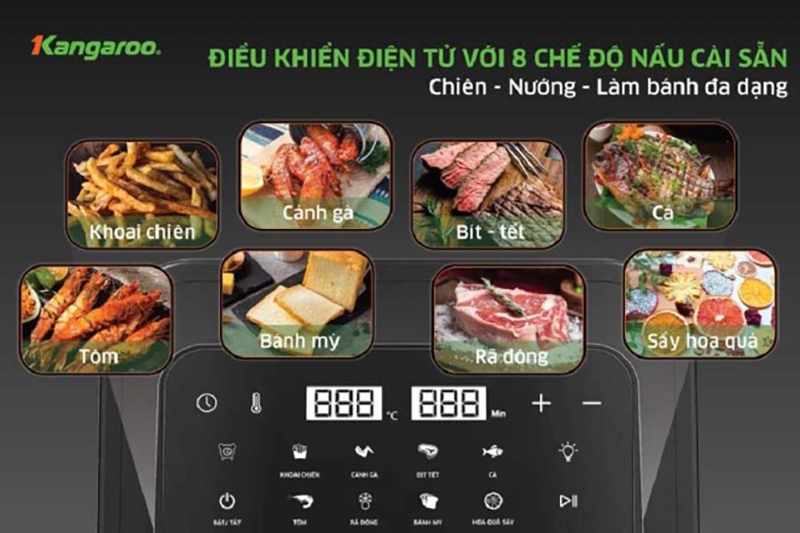 Nồi chiên không dầu Kangaroo tích hợp nhiều chức năng nấu