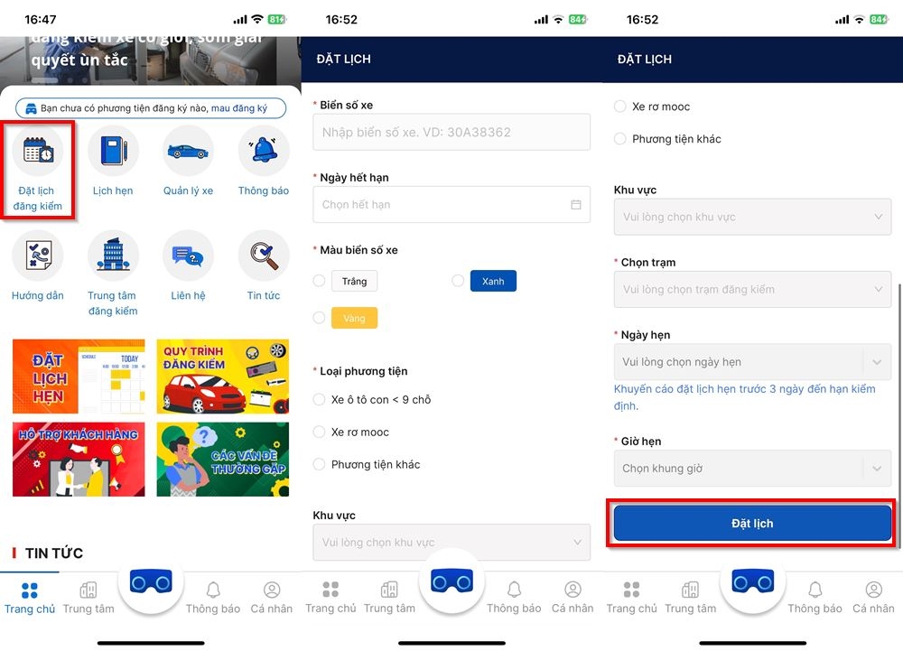 Cách đăng ký đăng kiểm ô tô trên điện thoại 3