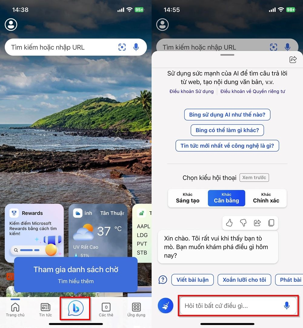 Cách sử dụng Bing AI trên iPhone 5
