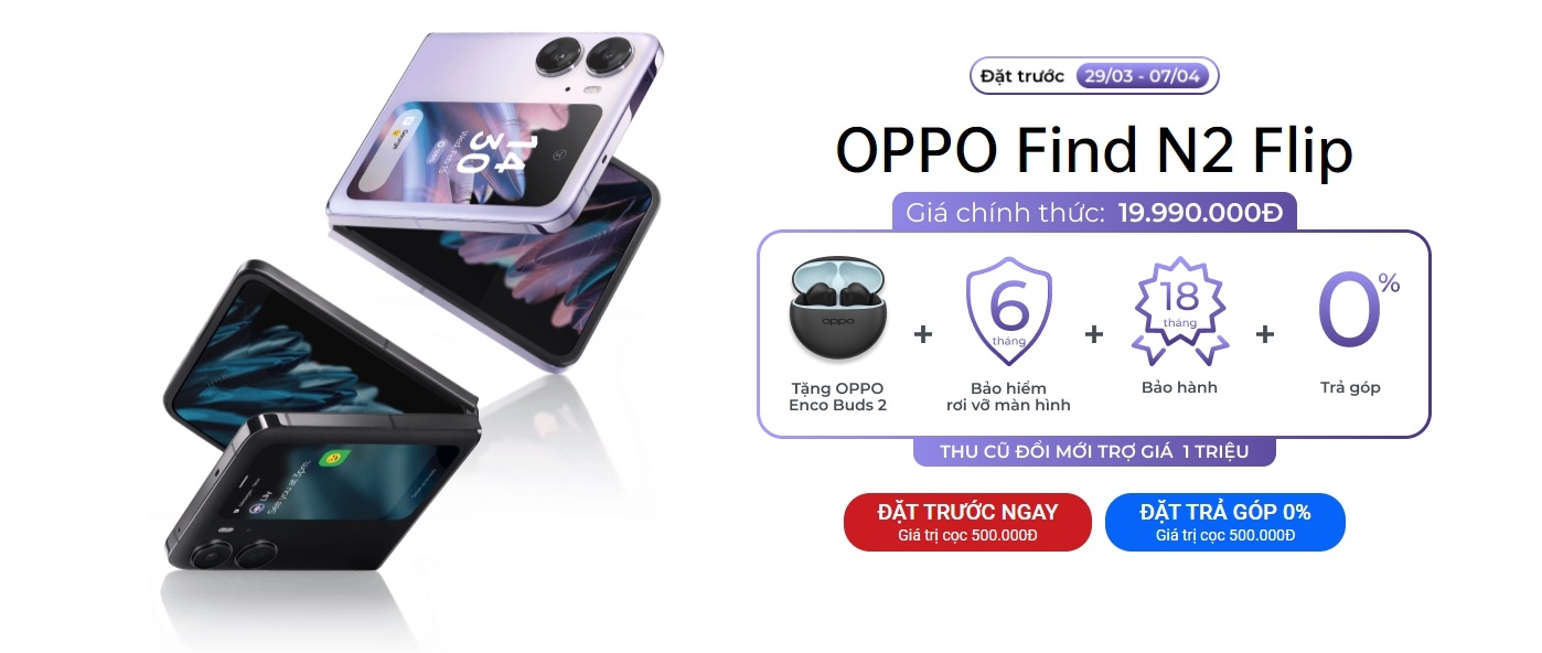 Chỉ còn 1 ngày để đặt trước OPPO Find N2 Flip, đặt ngay để nhận quà tặng hấp dẫn!
