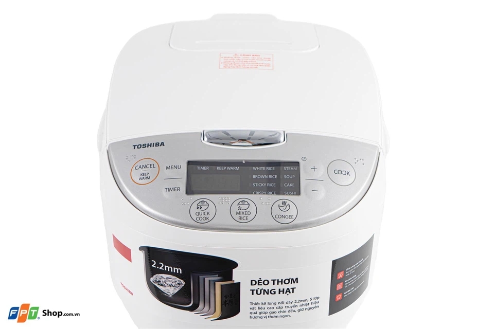Hướng dẫn chi tiết cách sử dụng nồi cơm điện tử Toshiba 1.8 lít RC-18DH2PV(W)