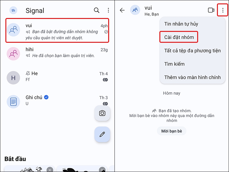 Cách chia sẻ đường dẫn nhóm chat Signal bằng Mã QR