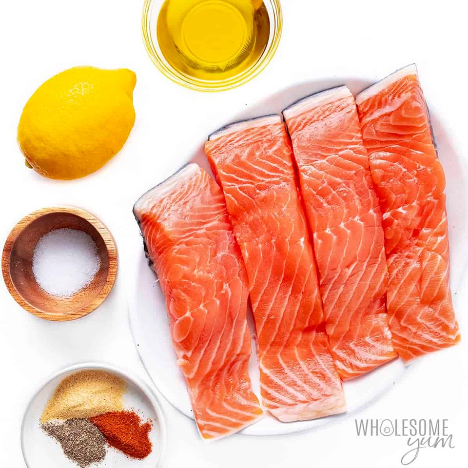 Nguyên liệu nướng cá hồi bằng nồi chiên không dầu