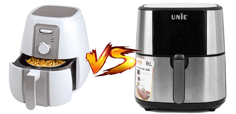 So sánh nồi chiên không dầu cơ và điện tử
