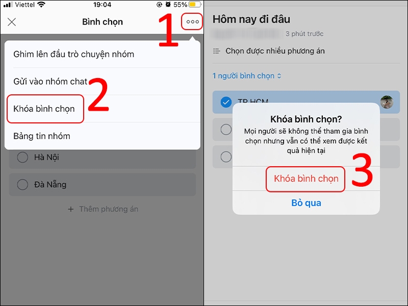Khóa bình chọn trên Zalo