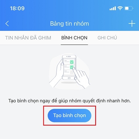 Nhấn chọn biểu tượng Tạo bình chọn