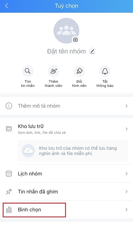 Nhấn chọn biểu tượng Bình chọn