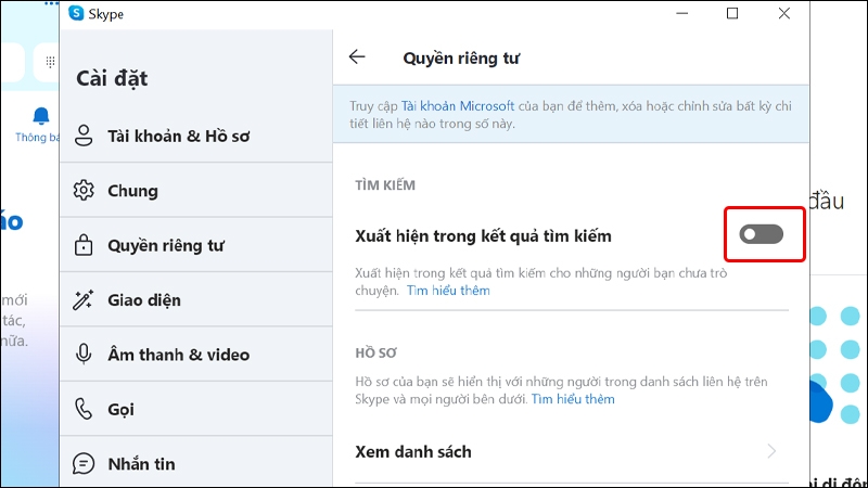 Cách chặn tìm kiếm tài khoản Skype trên máy tính