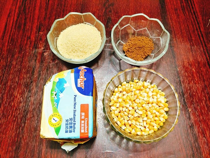 Nguyên liệu làm bắp rang bơ bằng nồi chiên không dầu