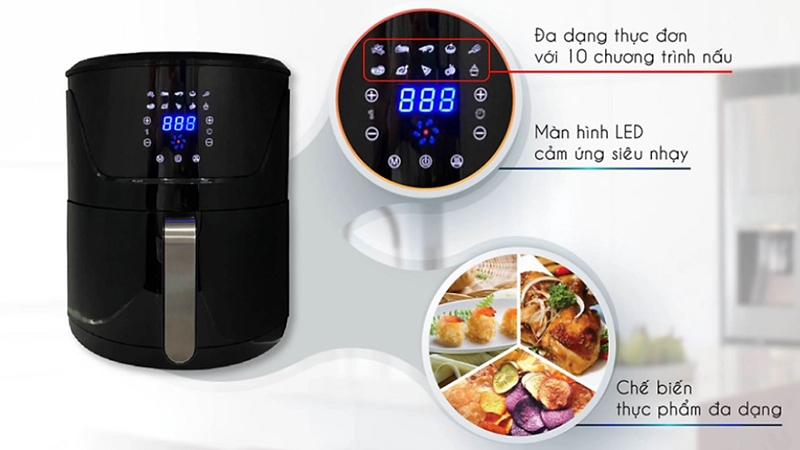 Nồi chiên không dầu của Magic Eco được trang bị bảng điều khiển điện tử hiện đại