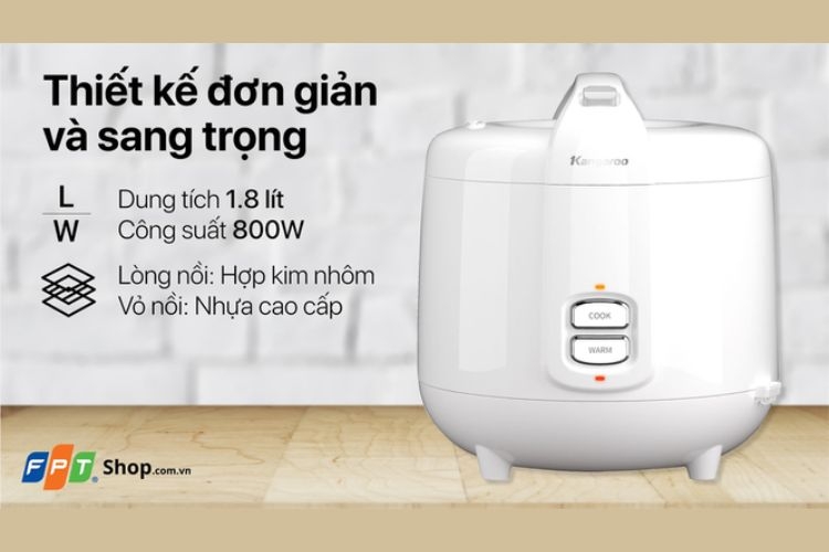 Đánh giá nồi cơm điện Kangaroo KG18RC9: Thiết kế sang trọng, hiện đại