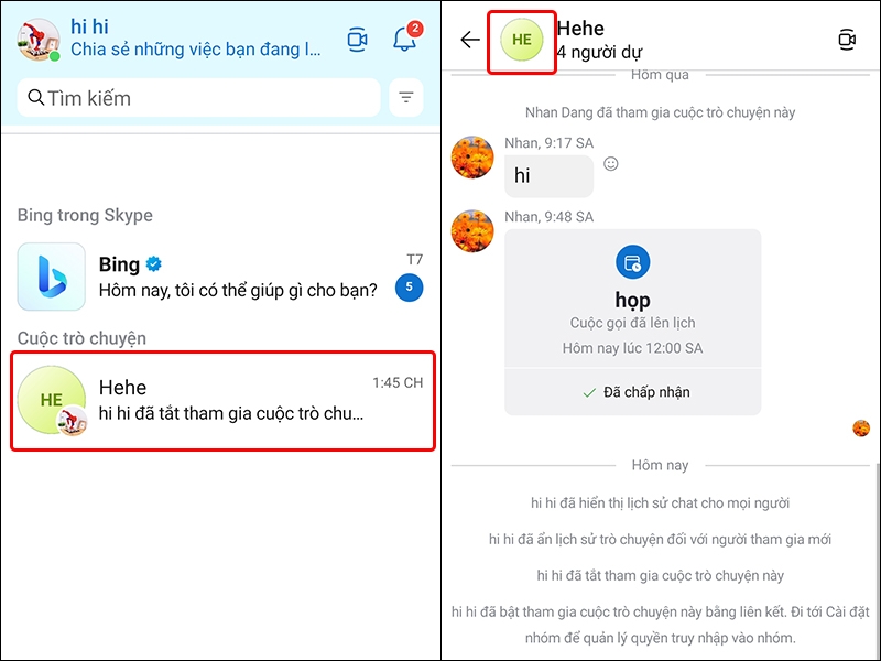 Cách bật chia sẻ nhóm Skype thông qua liên kết trên điện thoại
