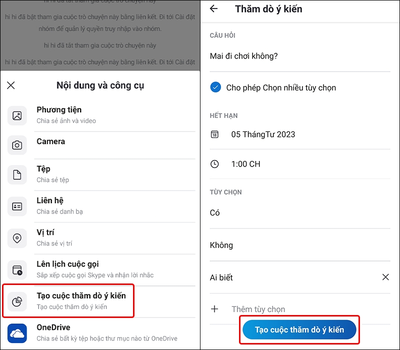 Cách tạo cuộc thăm dò ý kiến trên ứng dụng Skype bằng điện thoại