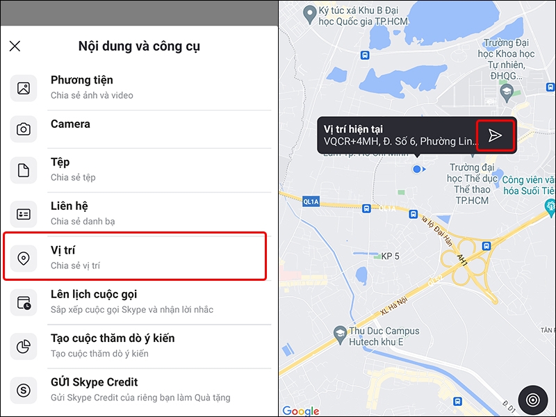 Cách gửi vị trí cho bạn bè trên ứng dụng Skype bằng điện thoại