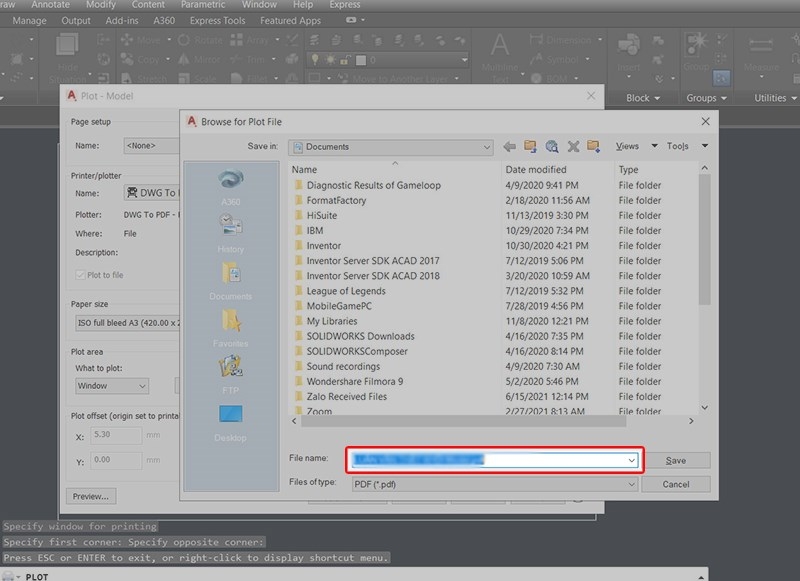 Xuất file CAD sang PDF bằng lệnh Plot (Bước 10)