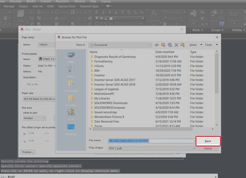 Xuất file CAD sang PDF bằng lệnh Plot (Bước 11)