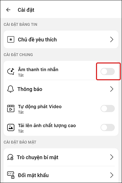 Cách bật/tắt âm thanh tin nhắn trên ứng dụng Gapo