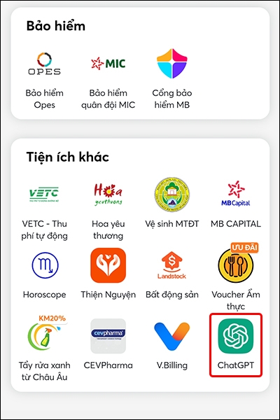Hướng dẫn sử dụng ChatGPT trên ứng dụng MB Bank