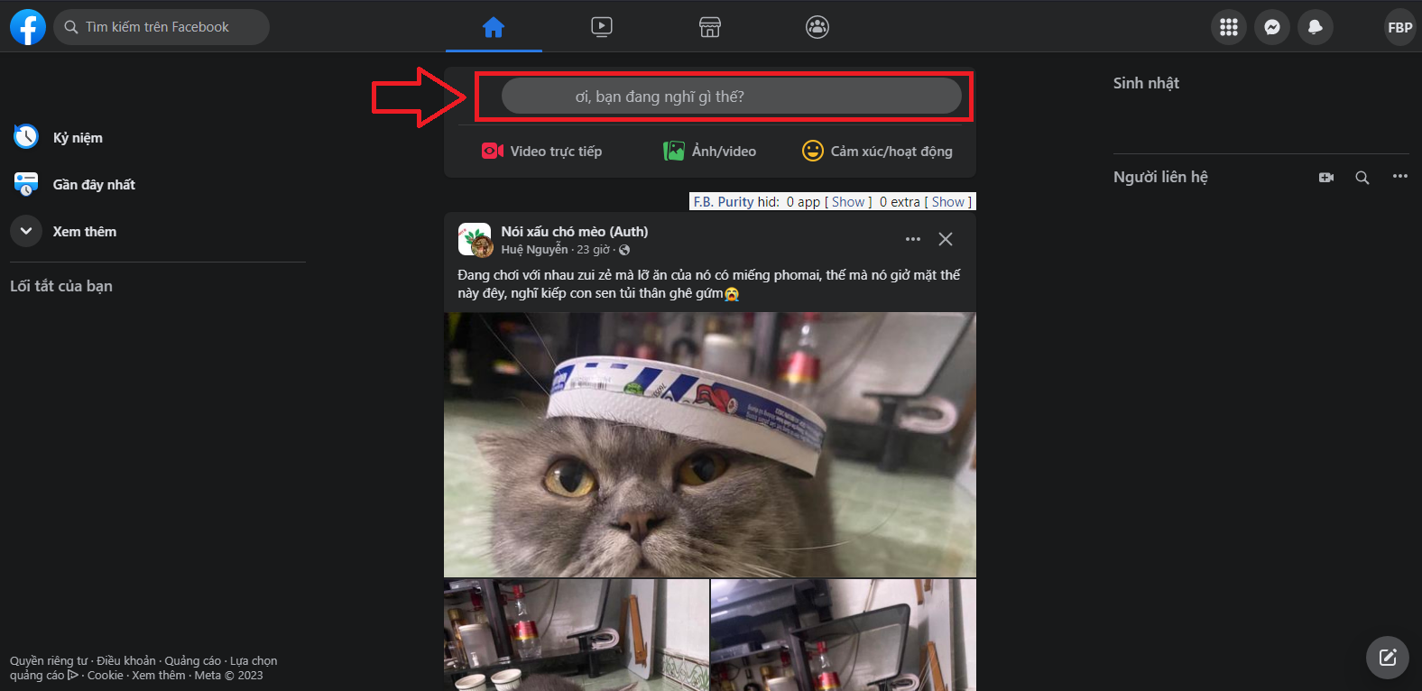 Đăng bài trên Facebook bằng máy tính