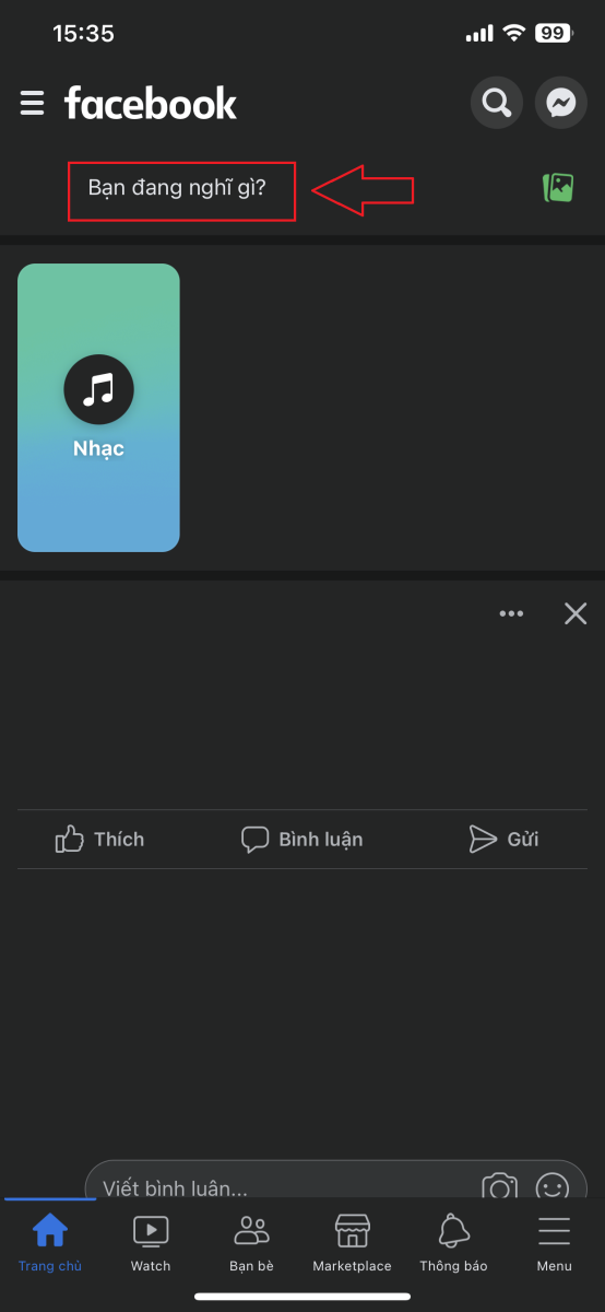 Đăng bài trên Facebook bằng điện thoại