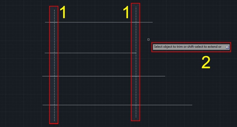 Dùng lệnh cắt trong CAD (Bước 3)