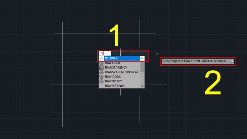 Dùng lệnh Trim trong CAD ở chế độ Quick Mode (Bước 1)