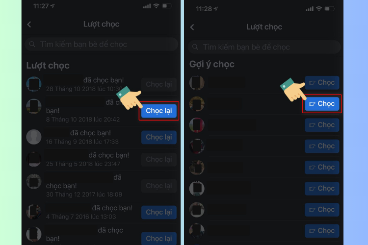Cách chọc bạn bè trên Facebook bằng điện thoại