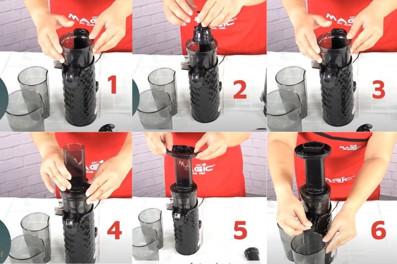 Lắp ráp các bộ phận của máy ép chậm Magic