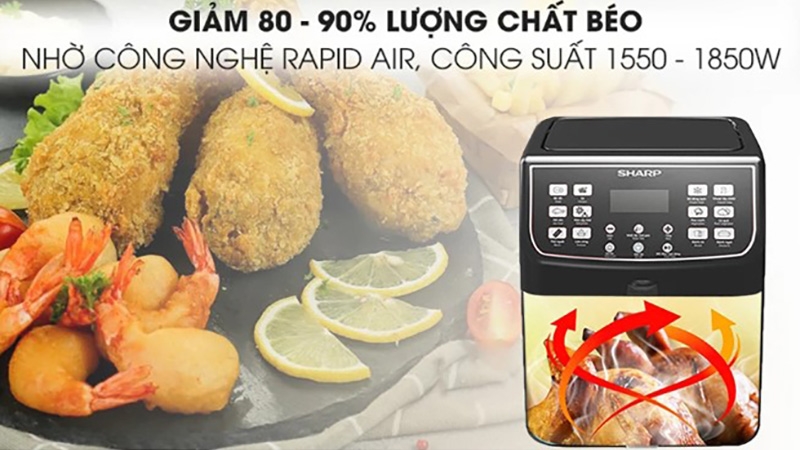 Nồi chiên không dầu dưới 2 triệu: Sharp KF-AF55EV-BK