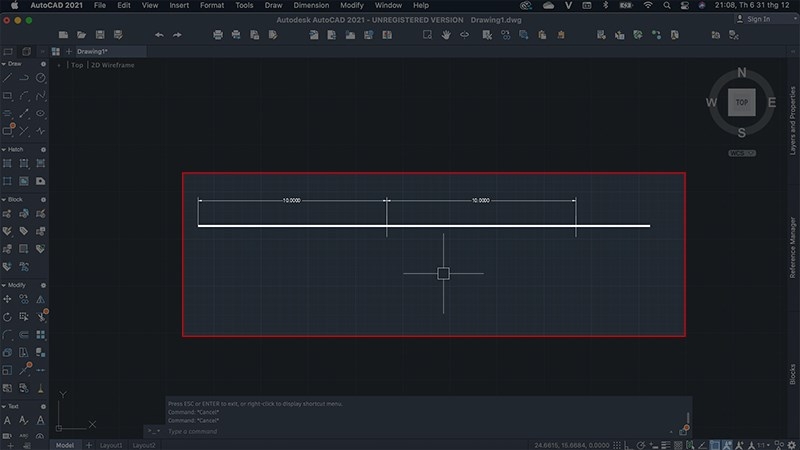 Kết quả chia đoạn thẳng trong CAD