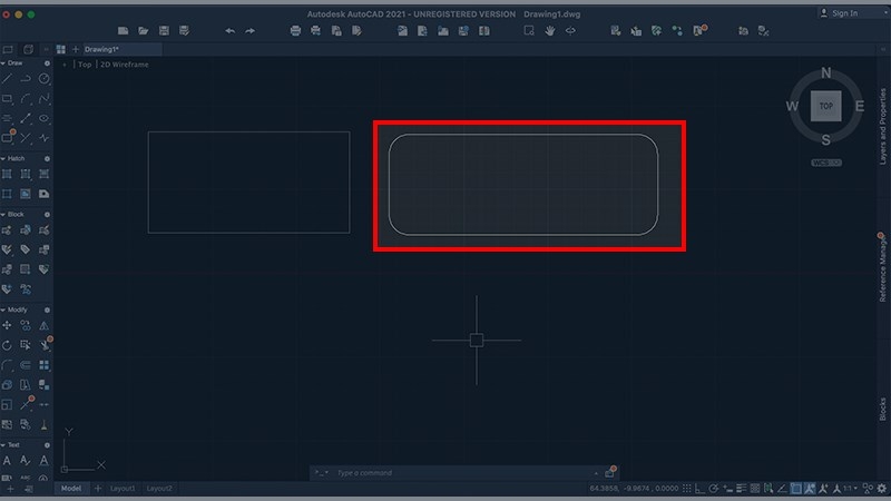 Vẽ hình chữ nhật có 4 đỉnh bo tròn trong CAD