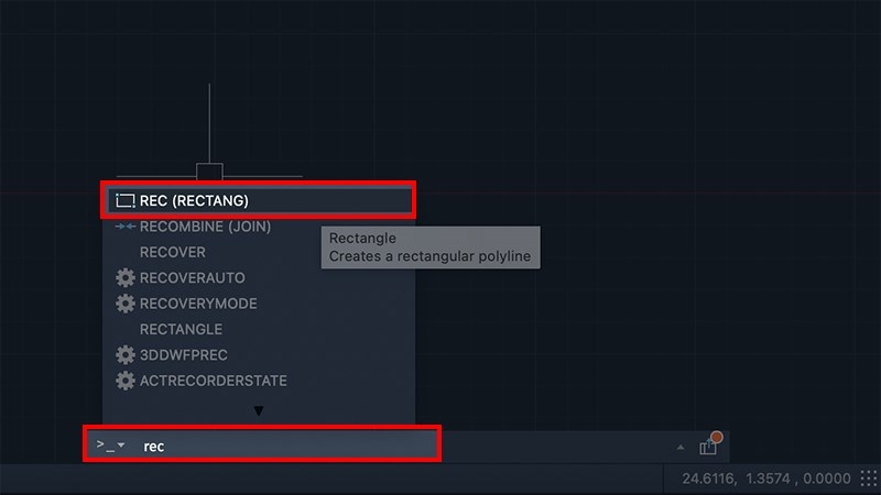 Vẽ hình chữ nhật trong CAD với bề rộng được định lượng (Bước 2)