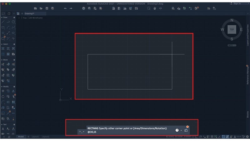 Vẽ hình chữ nhật bình thường trong CAD (Ảnh 3)