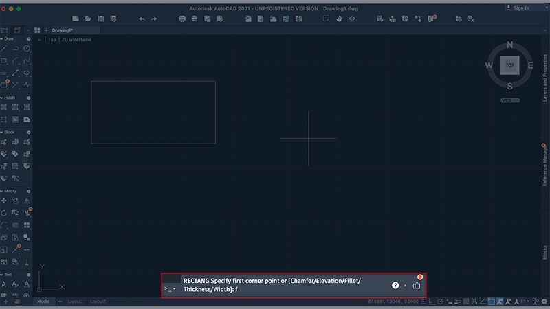 Vẽ hình chữ nhật có 4 đỉnh bo tròn trong CAD (Ảnh 3)