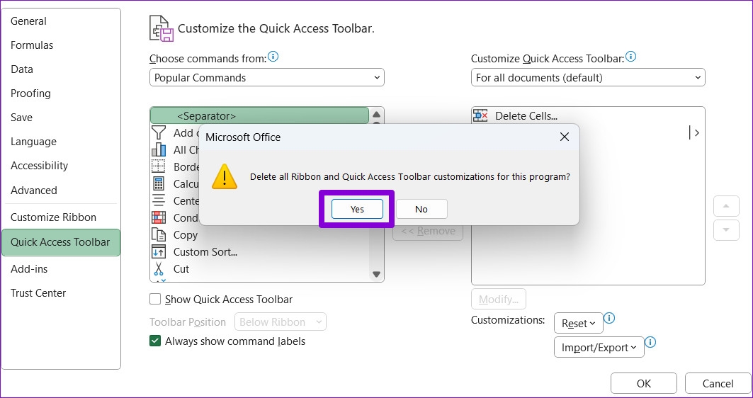 Mẹo sửa lỗi thanh công cụ Excel không hoạt động trên Windows (3)