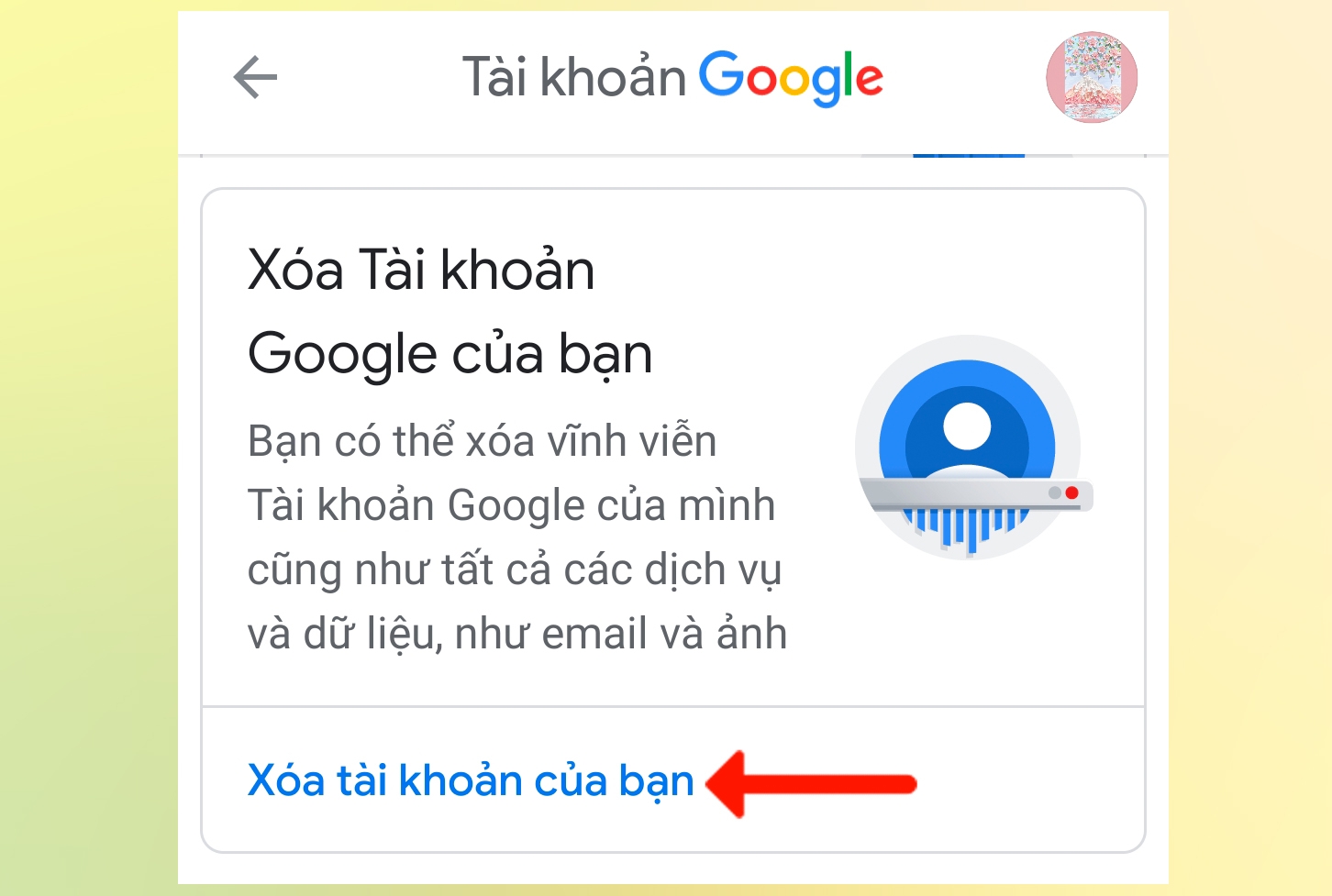 Xóa và thêm lại tài khoản Google