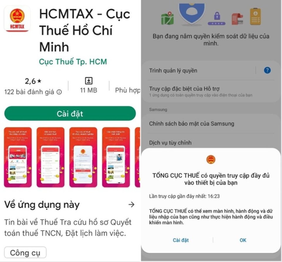 Cảnh báo trình trạng lừa đảo qua ứng dụng giả mạo Cục Thuế TP.HCM