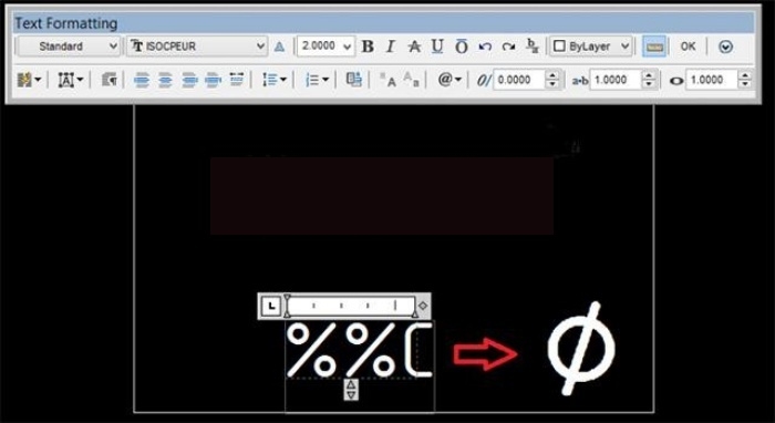Cách tạo ký hiệu phi trong CAD (Cách 1)