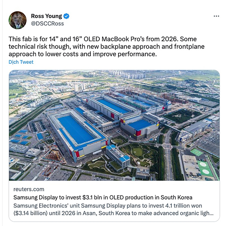 Thông tin MacBook OLED (ảnh 1)