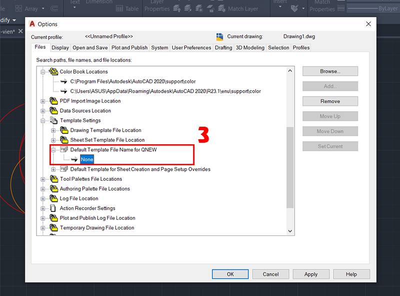 Cài đặt File Template trong AutoCAD&nbsp;(Bước 3)