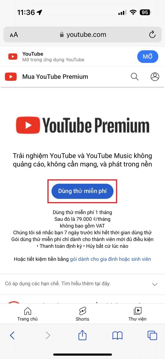 Hướng dẫn đăng ký YouTube Premium tại Việt Nam 12