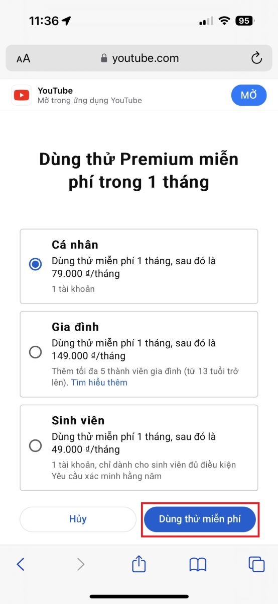 Hướng dẫn đăng ký YouTube Premium tại Việt Nam 15
