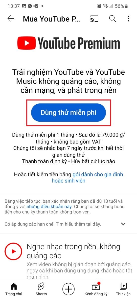 Hướng dẫn đăng ký YouTube Premium tại Việt Nam 25
