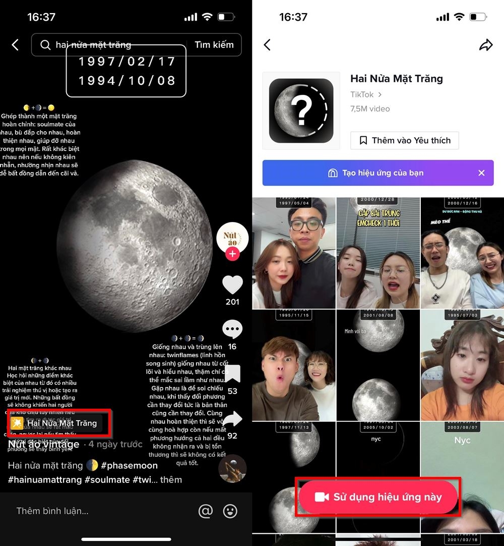 Cách ghép mặt trăng ngày sinh trên TikTok 2