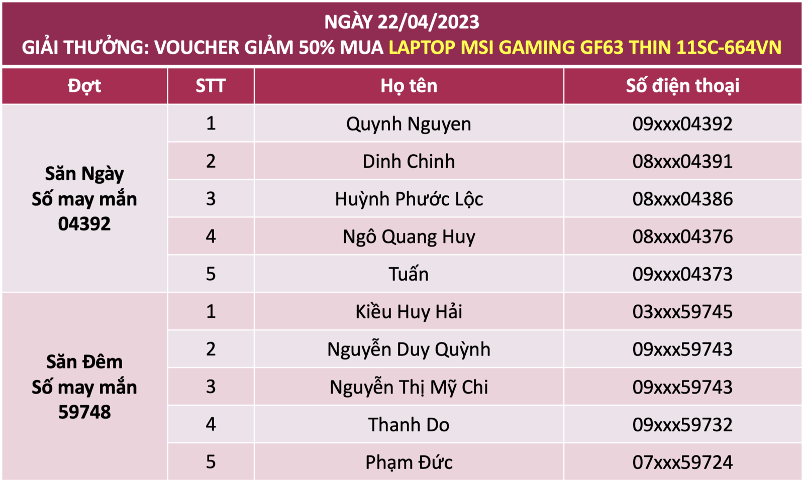 Minigame: Săn ngày săn đêm – Giảm sốc 50% giá