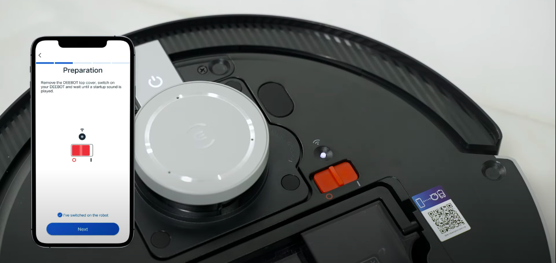 Chọn I've switched on the robot