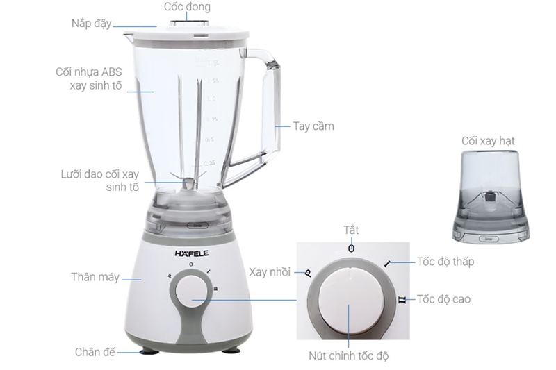 Cách sử dụng máy xay sinh tố Hafele (Ảnh 1)