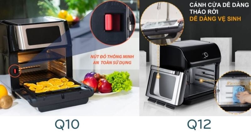 Sự khác biệt giữa nồi chiên không dầu Kalite Q10 và Q12