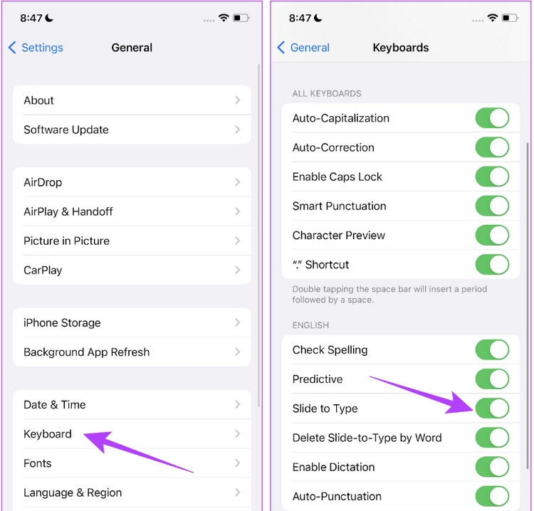 Sửa lỗi trượt để nhập không hoạt động trên iPhone và iPad (2)